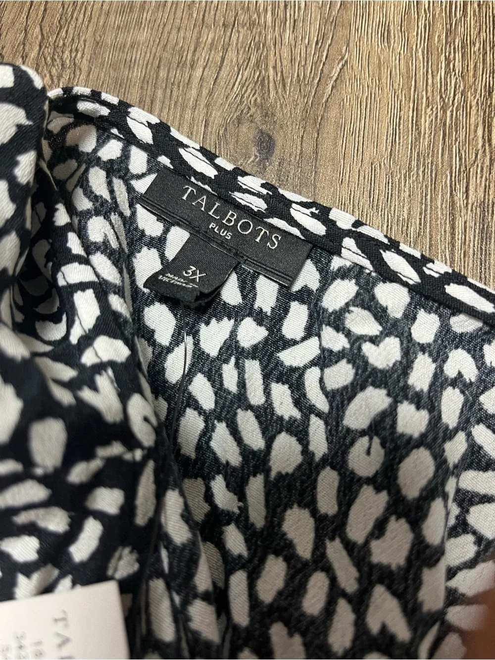 Talbots Black & White Patterned V-Neck Wrap Blouse - Women Tops